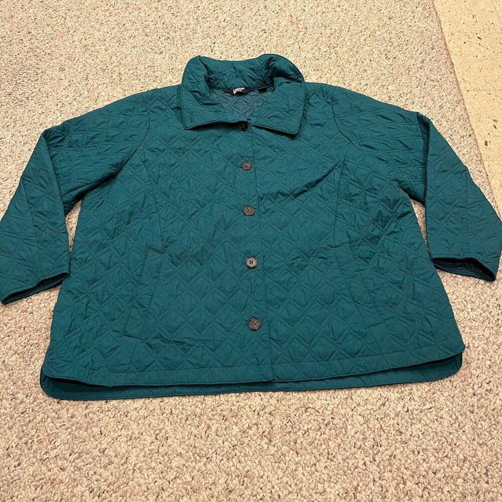 Lands End Quilted Jacket 2X Turquoise Primaloft Outdoor Classic Fall Casual